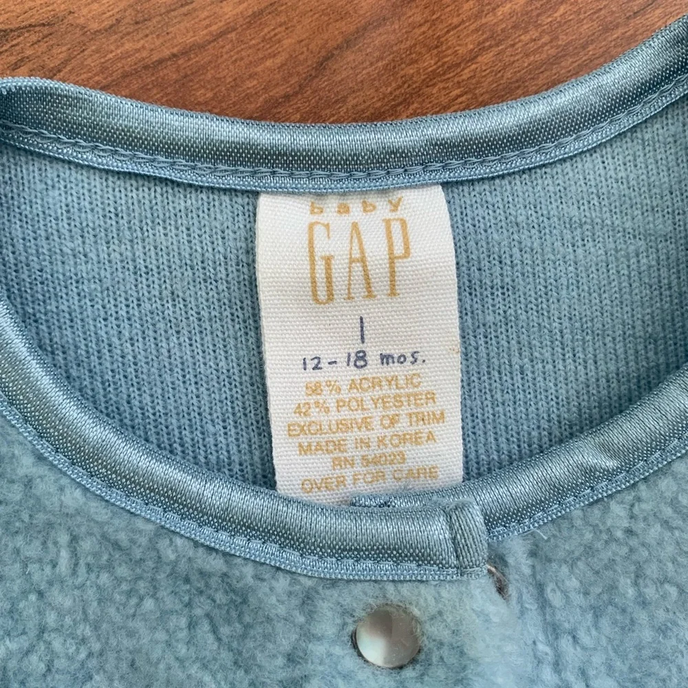 Vintage Baby Gap•Girl's Blue Snap Front Fleece Jacket 12-18 Months
